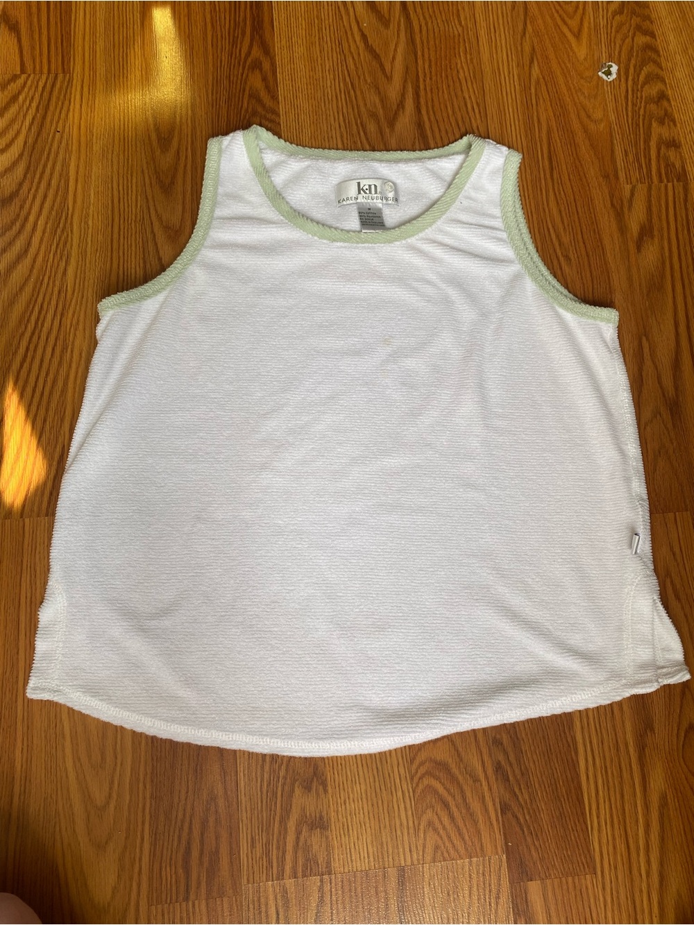 Karen Neuburger White Tank with Pale Green Trim